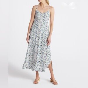 Market & Spruce White and Blue Floral Midi Dress